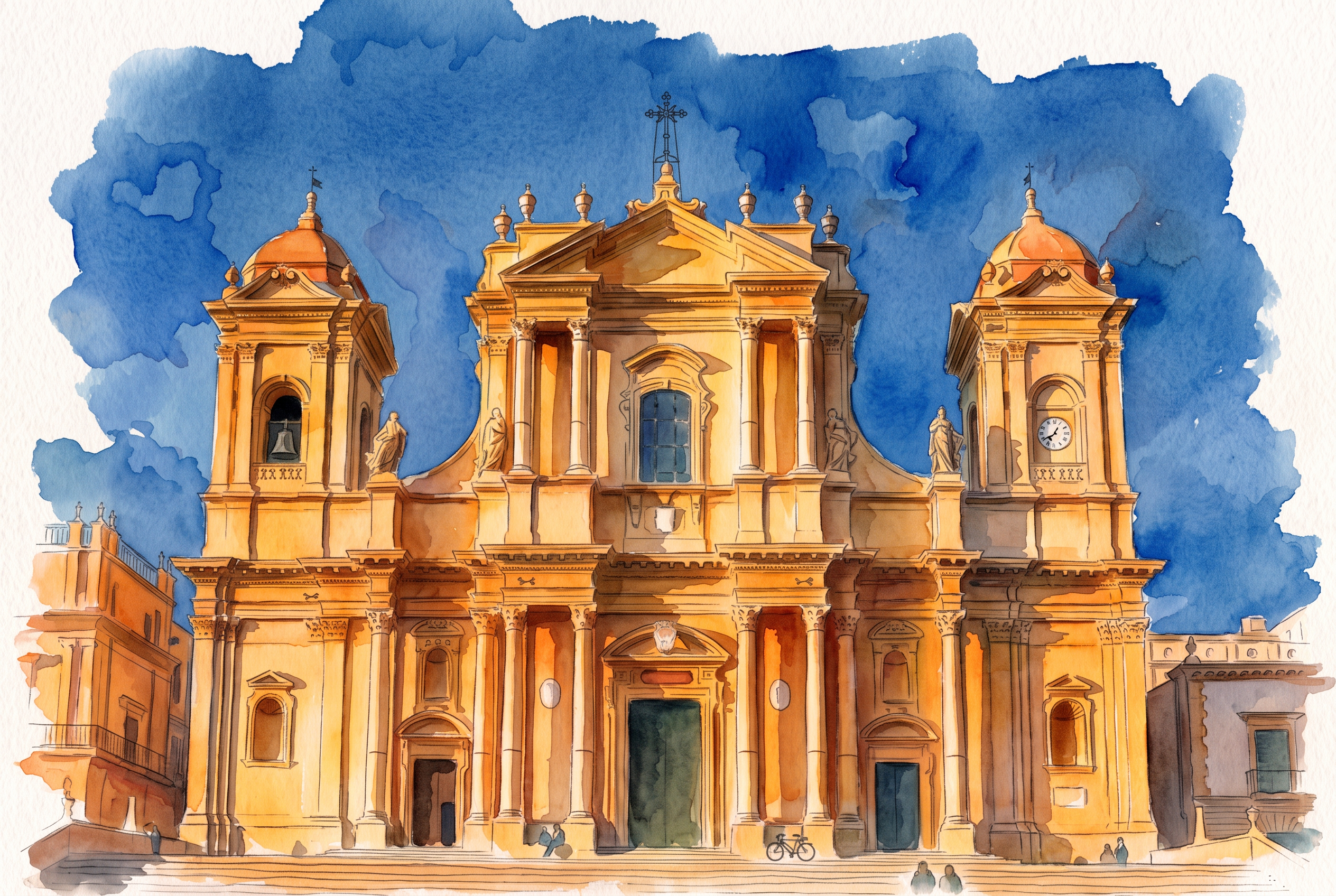 Watercolor illustration of Noto Cathedral